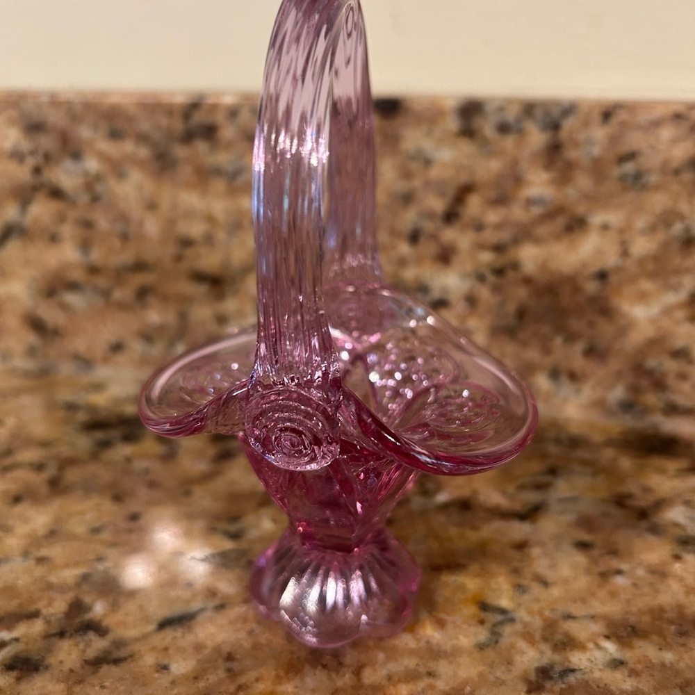 Vintage Fenton Mini Dusty Rose Glass Basket